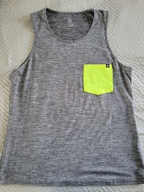 Born Primitive Gray Heather Performance Tank with Neon Yellow Pocket